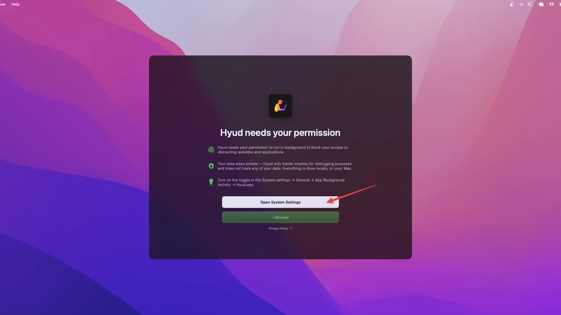 Open the system settings of the Mac.