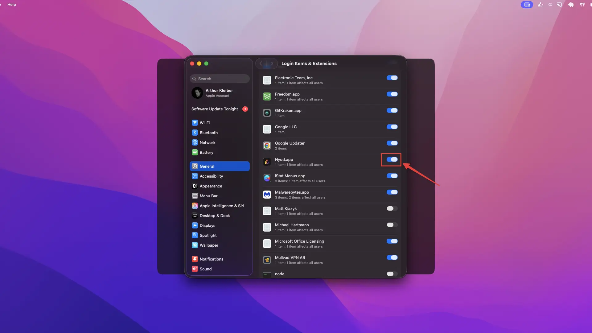 Enter the password to authorize Hyud to run in background.