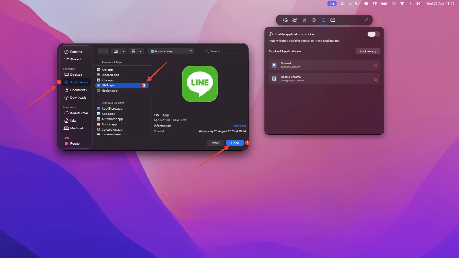Select the application you want to block.